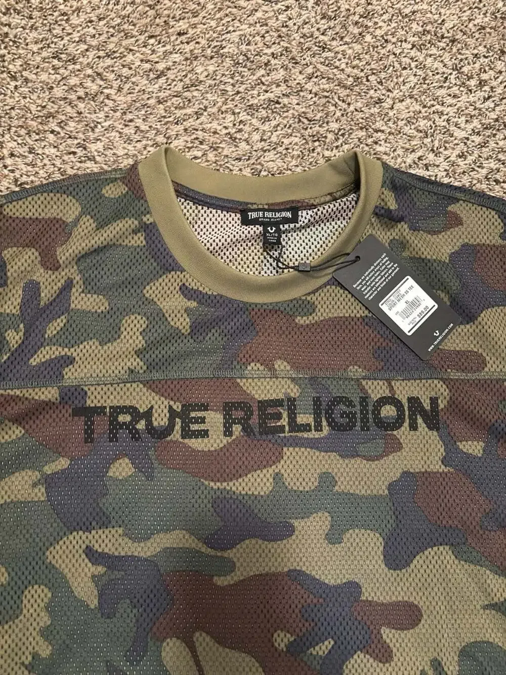 True Religion Sport Mesh Short Sleeve Tee Camo Jersey